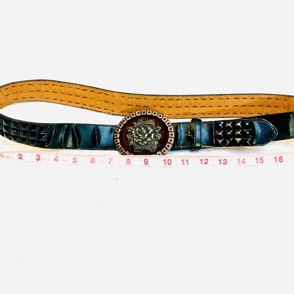 Vintage Ed Hardy Belt Studded Red Rhinestones Buckle